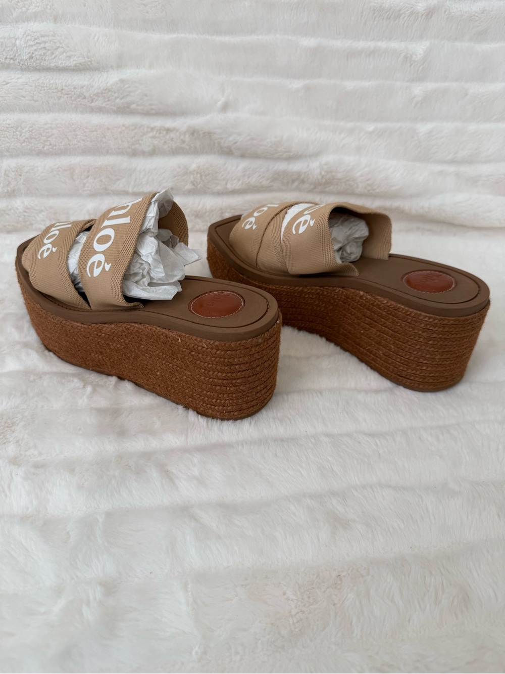 Women’s Chloe Beige Double-Strap Logo Slide Sandals - Picture 4 of 8